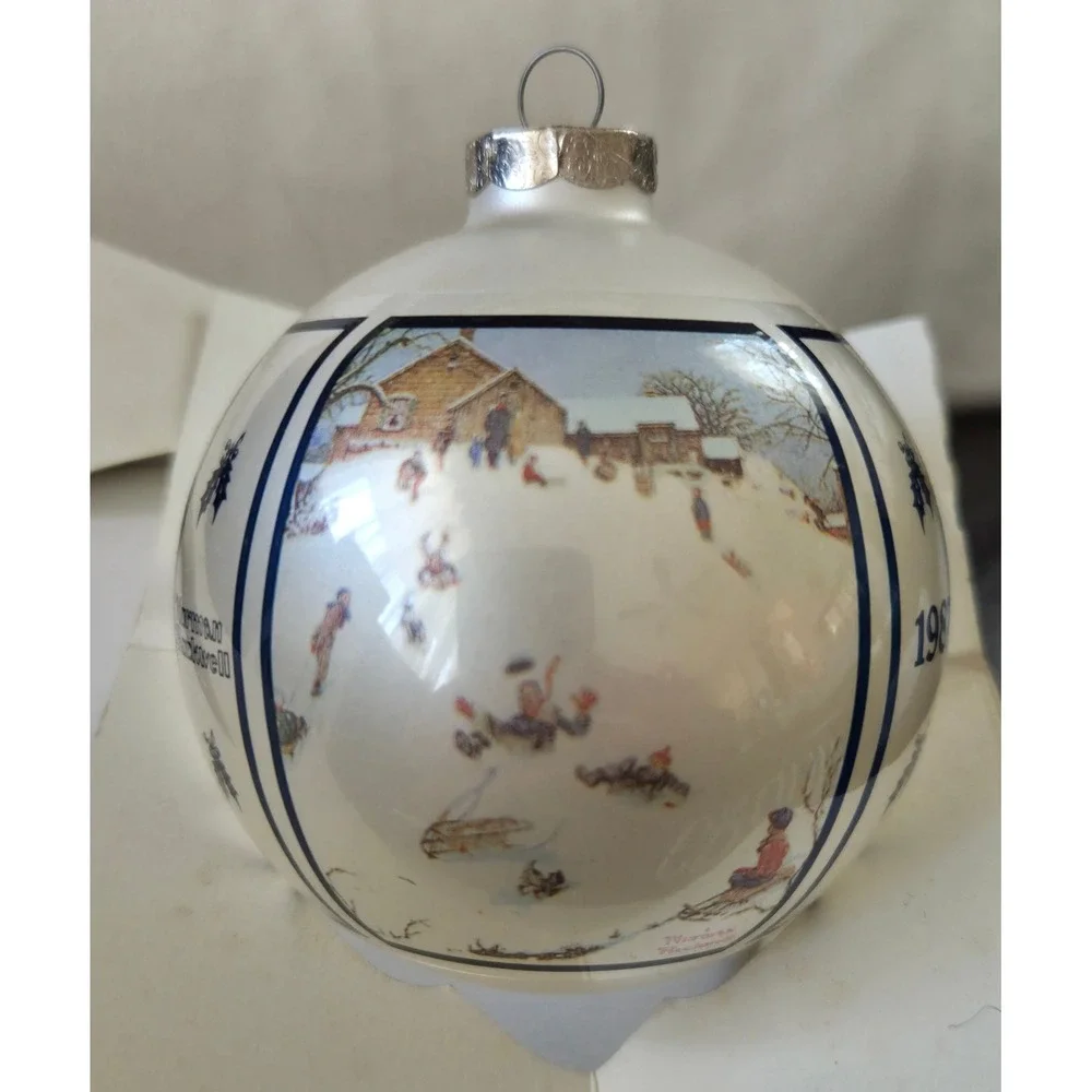 Norman Rockwell 1987 Christmas Ornament Deadmans Hill Schmid Limited Edition Box